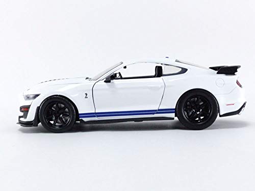 Muscle 1:24 2020 Ford Mustang Shelby GT500 Die-cast Car Blue White Stripes, Toys for Kids and Adults