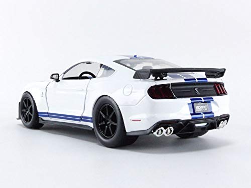 Muscle 1:24 2020 Ford Mustang Shelby GT500 Die-cast Car Blue White Stripes, Toys for Kids and Adults