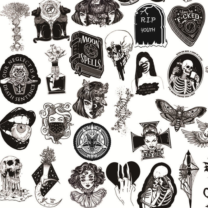 1:32 Black White Gothic Style Horror Thriller Stickers