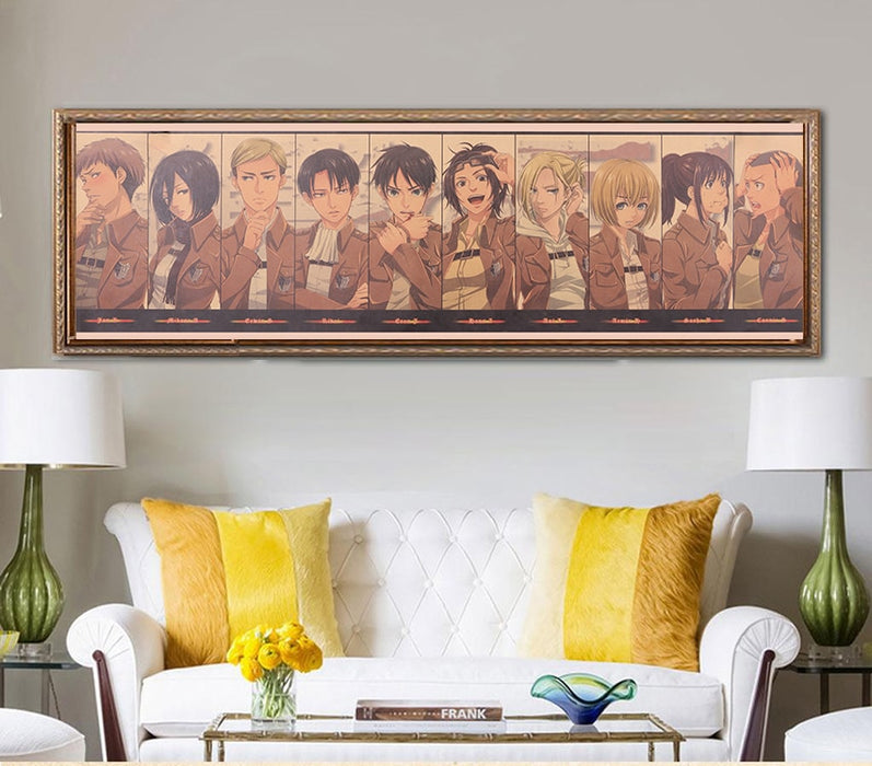 TIE LER Attack on Titan Character Collection Poster Classic Cartoon Anime Kraft Paper Wall Sticker Room Decoration Wallpaper