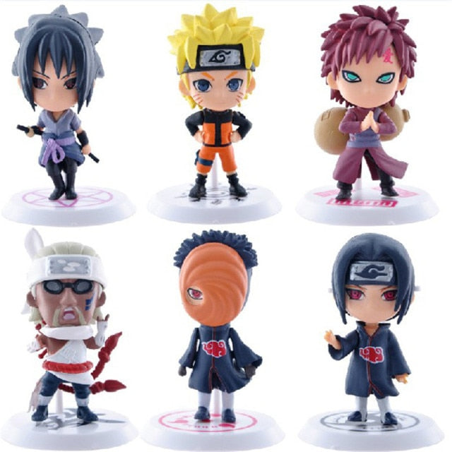 6pcs lot 7cm Japan Anime Character Naruto Action Figures Kakashi Sakura Sasuke Itachi Obito Gaara Doll Vinyl PVC Model Gift Toys