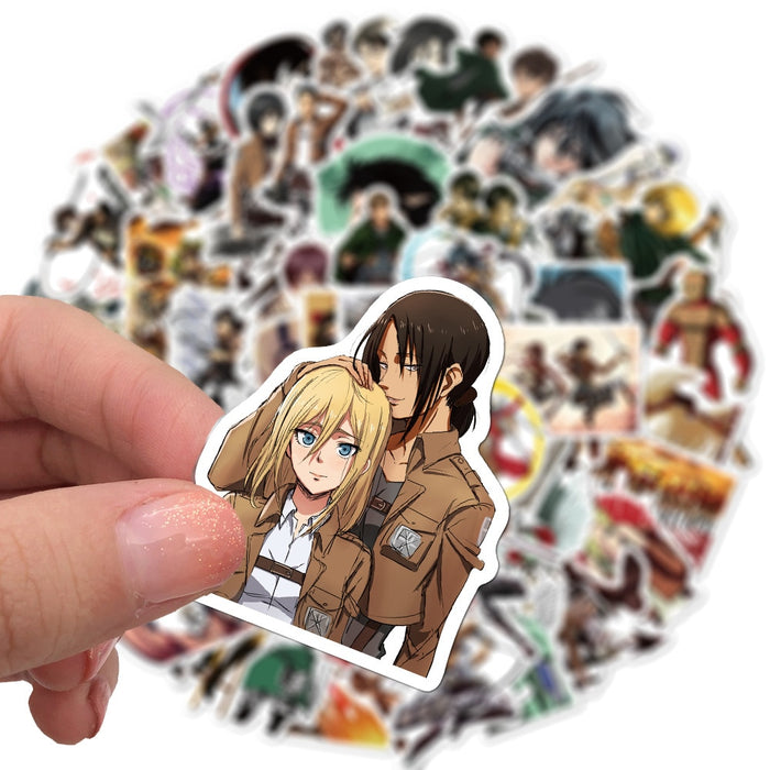 50Pcs/lot Japanese Anime Attack on titan Mikasa Levi Eren Stickers For Car Phone Luggage Laptop Bicycle Decal Sticker