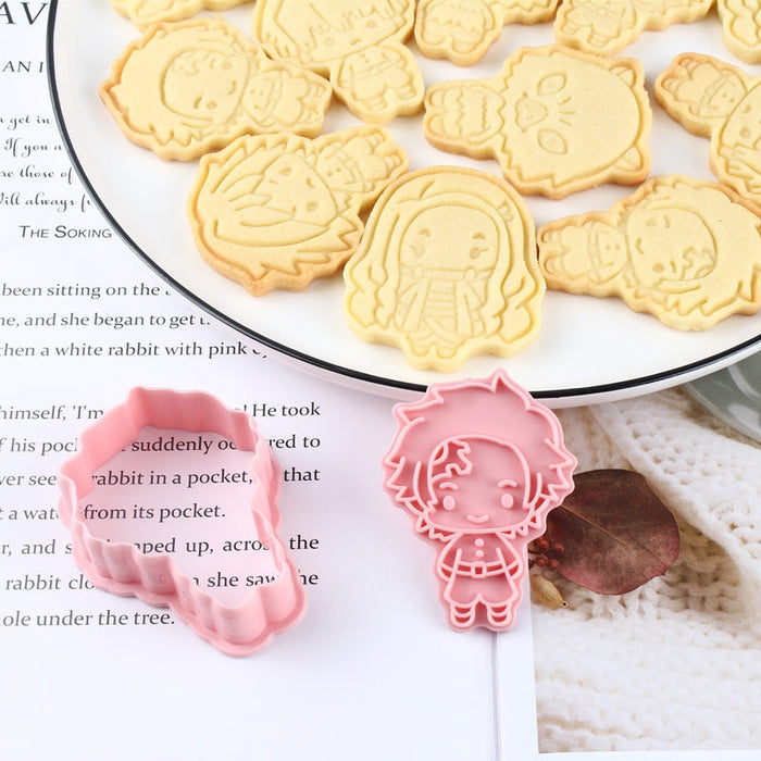 Anime Demon Slayer Cookie Cutter 6 pcs Set Reusable Baking Tools for Cakes Plastic Cookie Stamp Home Decoration for Party