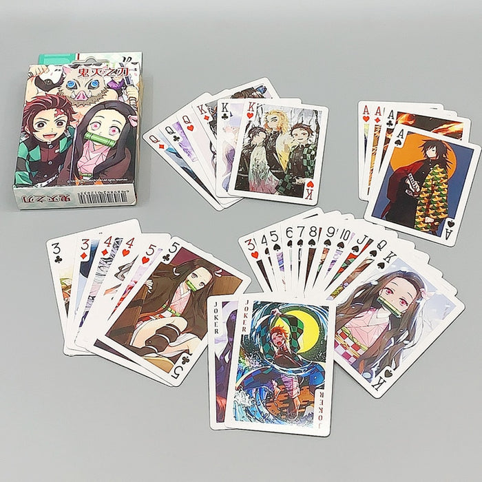 Anime Figure Demon Slayer Kimetsu no Yaiba Pokercards Kamado Tanjirou Nezuko Zenitsu Hashibira Inosuke Playing Poker Cards Toy