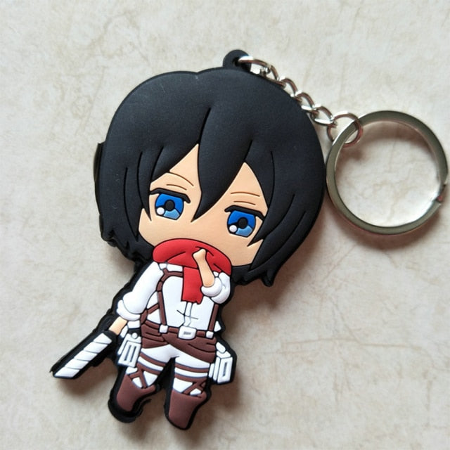 Anime Attack On Titan Eren Cosplay Keychain Soft Rubber Mikasa Levi Wings of Liberty Symbol Kids Key Holder Trinket Gift