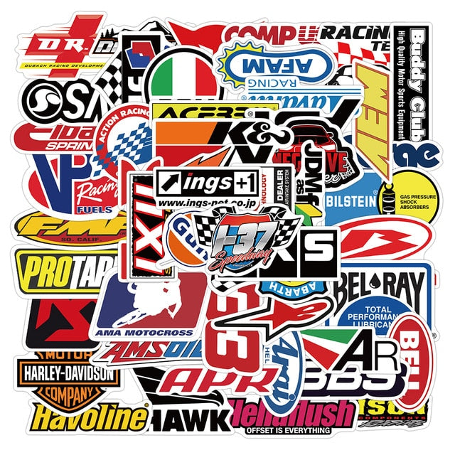 50/100 Pcs Graffiti JDM Racing Car Modification Waterproof Sticker Motorcycle Bicycle Helmet Motor Suitcase Laptop Stickers