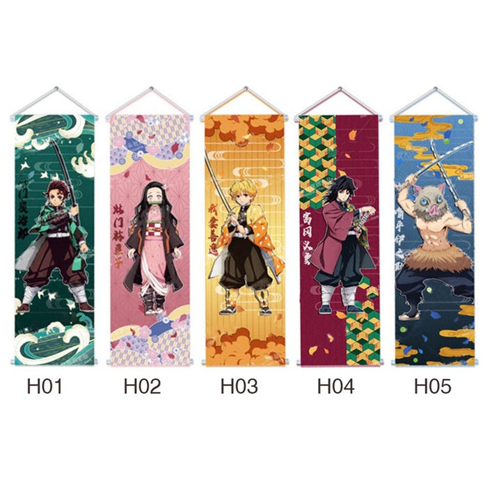 Fashion Prints Scroll Anime Demon Slayer Kimetsu Poster Hippie Wall Picture Nordic Canvas Hanging Painting Office Home Decor