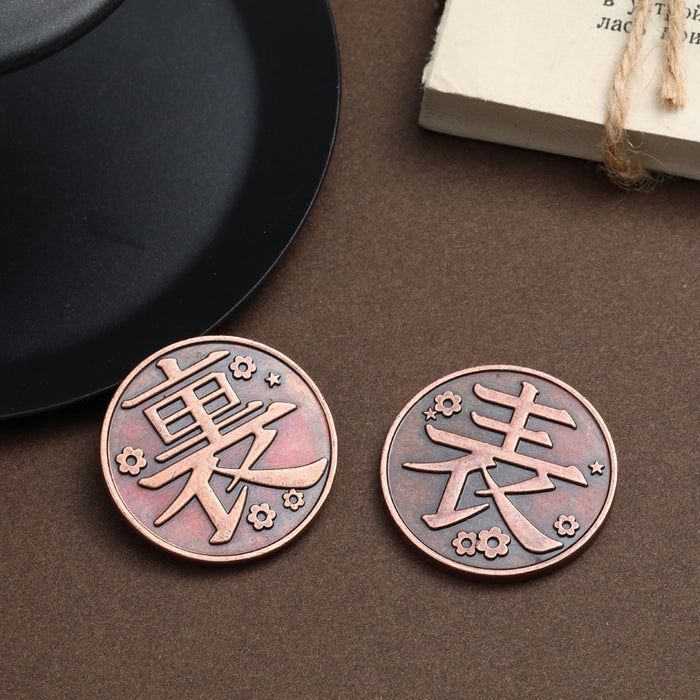 Anime Demon Slayer Coin Cosplay Tsuyuri Kanawo Kochou Shinobu Collect Alloy Metal Coins Tokens Collection Props