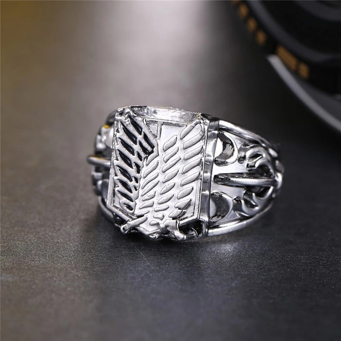 Anime Attack on Titan Ring Wings Of Liberty Rose Sword Flag Finger Rings For Women Men Jewelry Cosplay Party Alloy Rings souv