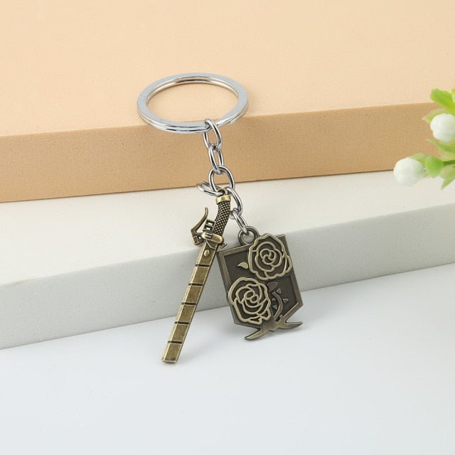 Anime Attack On Titan Keychain Metal Bronze Pendant Kyojin Keychain Holder Chaveiro Men Women Gift Porte Clef Jewelry Bracelet
