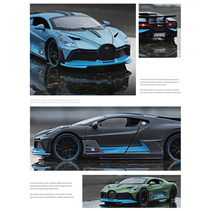 1:32 Alloy Bugatti DIVO Super Sports Car Model Toy Die Cast Pull Back Sound Light Toys Vehicle For Children Kids Gift