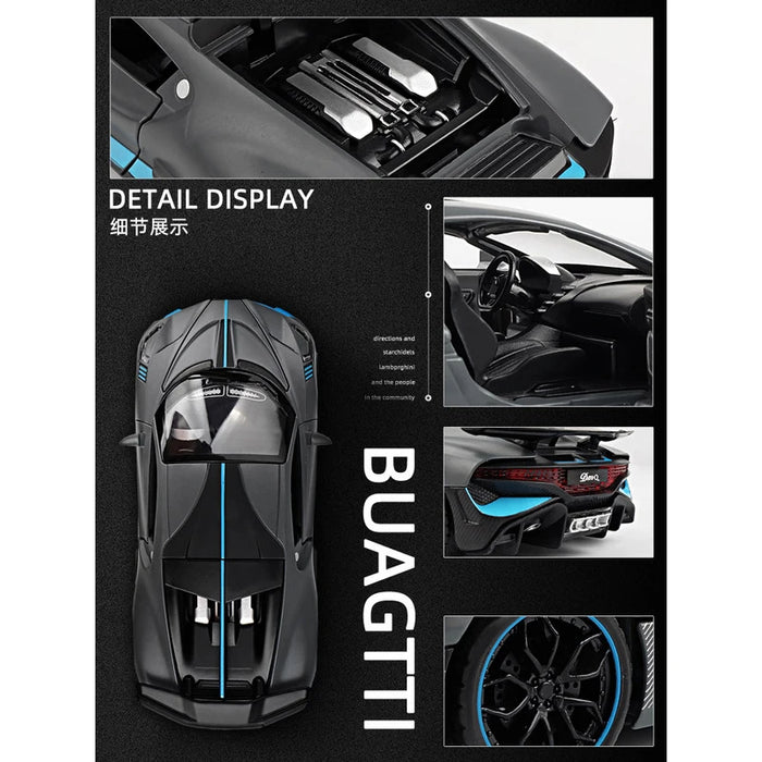 1:32 Alloy Bugatti DIVO Super Sports Car Model Toy Die Cast Pull Back Sound Light Toys Vehicle For Children Kids Gift