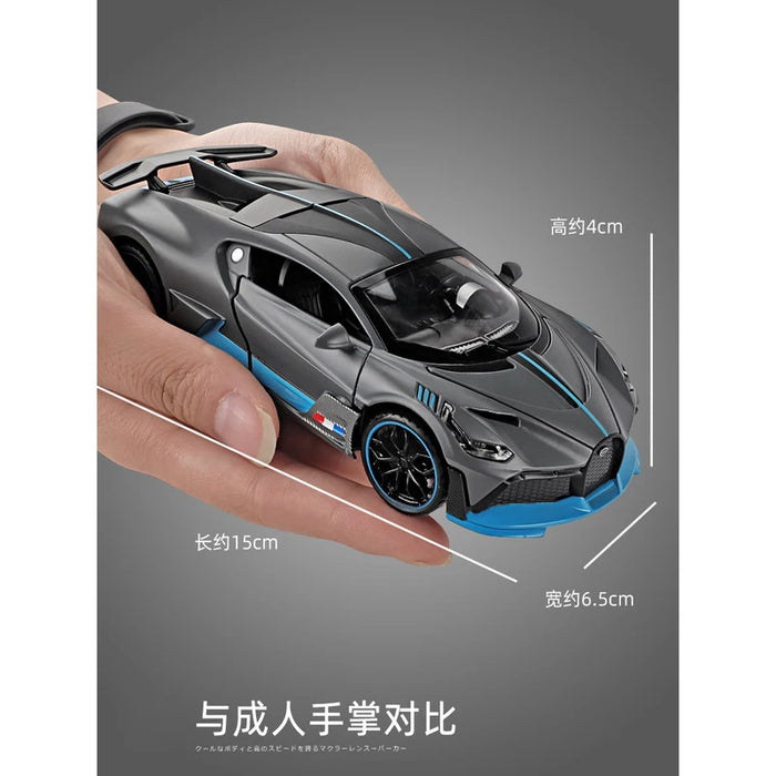 1:32 Alloy Bugatti DIVO Super Sports Car Model Toy Die Cast Pull Back Sound Light Toys Vehicle For Children Kids Gift