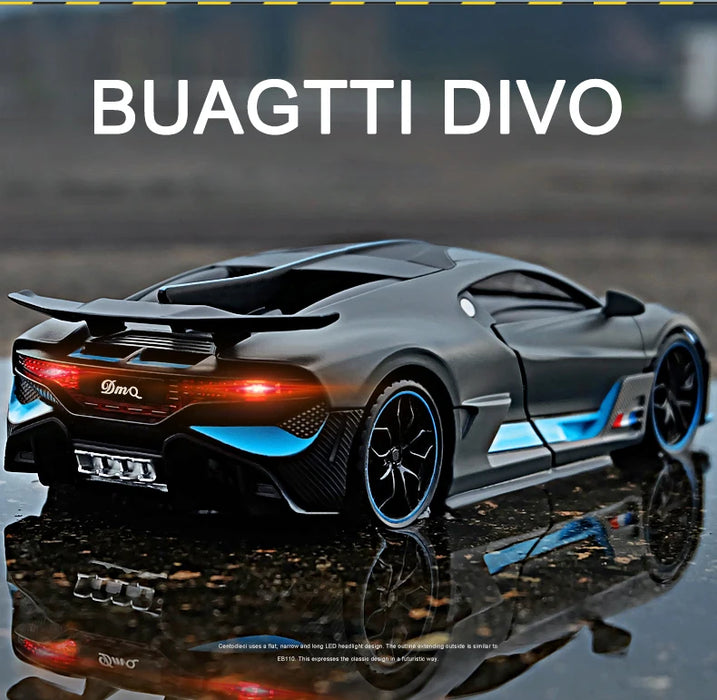 1:32 Alloy Bugatti DIVO Super Sports Car Model Toy Die Cast Pull Back Sound Light Toys Vehicle For Children Kids Gift