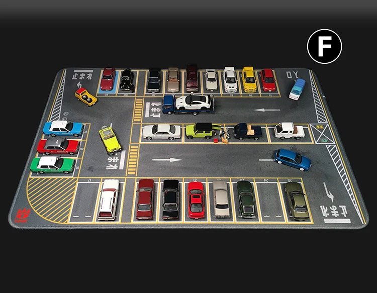 1:64 Scale Car Streets in World Cities Road Scene Accessory Parking Lot Mat For Diecast Vehicle Display Mouse Pad Toys Gifts Fan