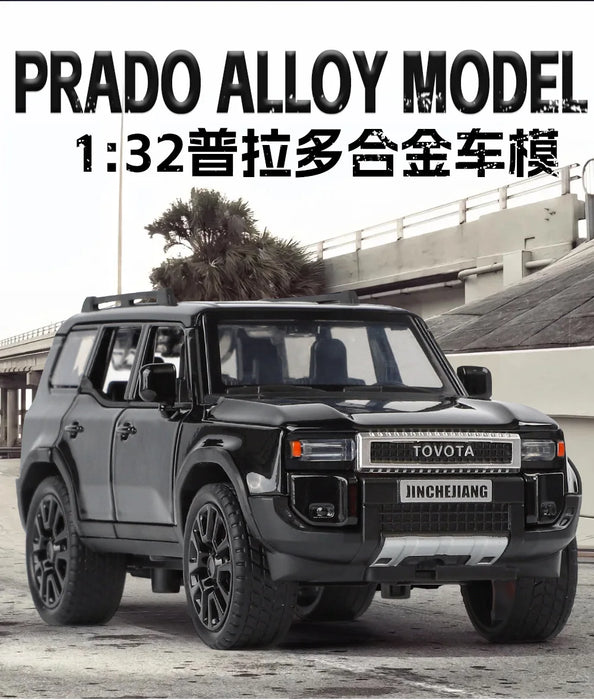 1/32 Toyota 2024 PRADO Land Cruiser Alloy Car Model Diecast Metal Off-road Vehicles Car Model Sound and Light Childrens Toy Gift
