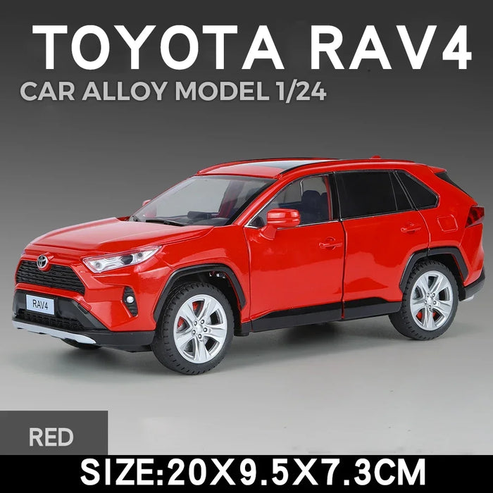 1/24 Scale Toyota RAV4 Off-Road SUV Model Car Metal Diecast Vehicle Simulation Collection Sound & Light Toy For Kids Boys Gift