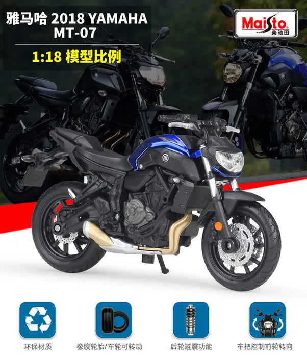 Maisto 1:18 Yamaha 2018 Yamaha Mt-07 mt 07 mt07 Mock-up Alloy Motorcycle Model With Base