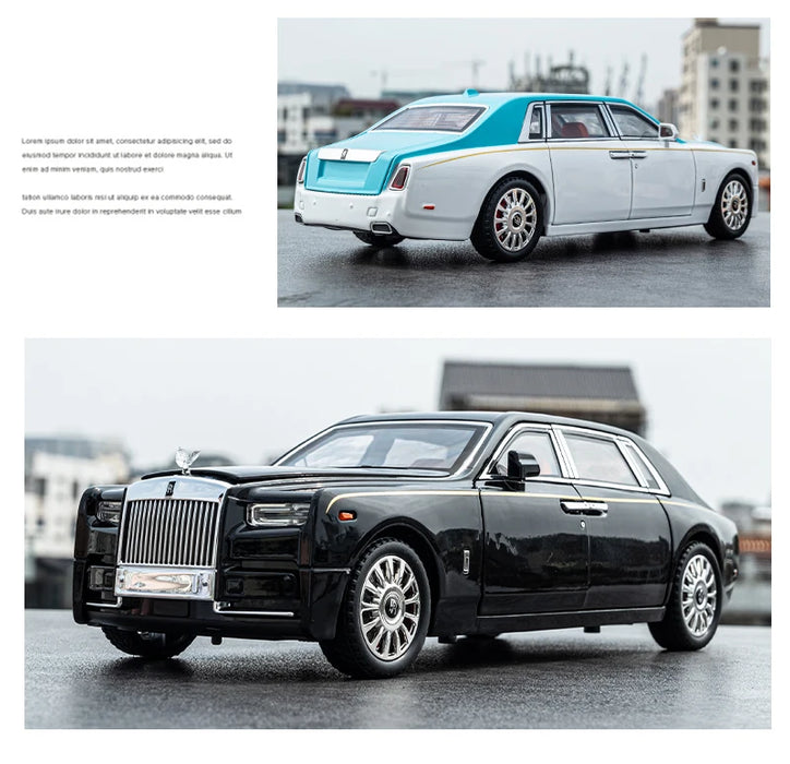 1:18 Rolls-Royce Phantom Model Car, Zinc Alloy Pull Back Toy Diecast Car with Sound and Light, Realistic Modeling Model Toy111