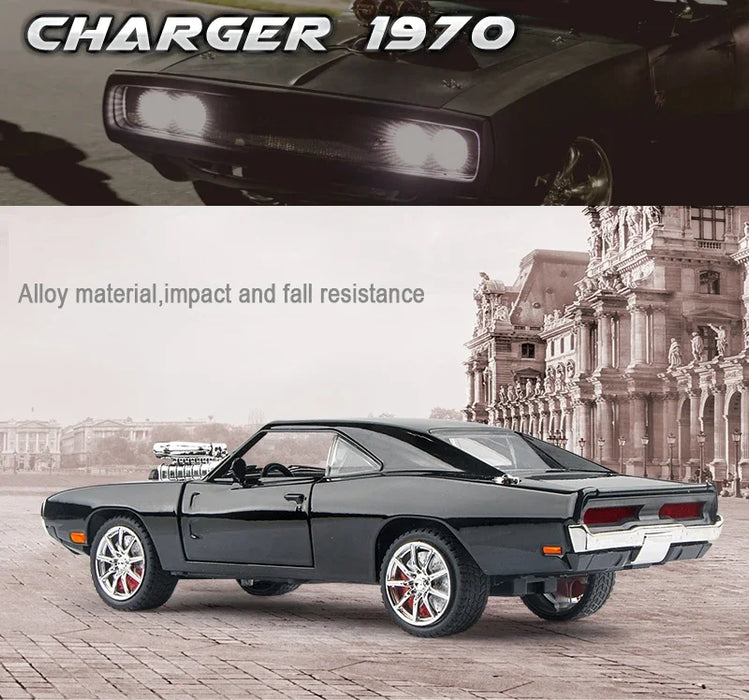 Dodge Charger 1970 1:24 American Super Muscle Car Alloy Diecast Model Toys Sound & Light Simulation Christmas Gifts for Kids