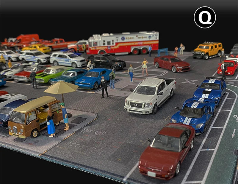 1:64 Scale Car Streets in World Cities Road Scene Accessory Parking Lot Mat For Diecast Vehicle Display Mouse Pad Toys Gifts Fan