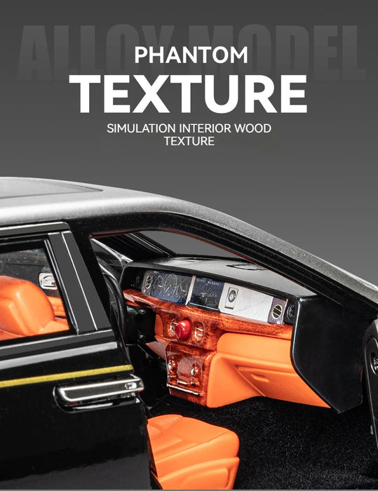 1:18 Rolls-Royce Phantom Model Car, Zinc Alloy Pull Back Toy Diecast Car with Sound and Light, Realistic Modeling Model Toy111