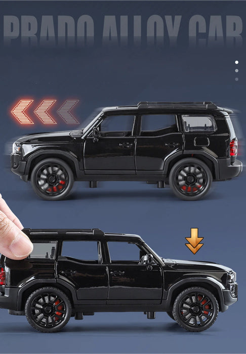 1/32 Toyota 2024 PRADO Land Cruiser Alloy Car Model Diecast Metal Off-road Vehicles Car Model Sound and Light Childrens Toy Gift