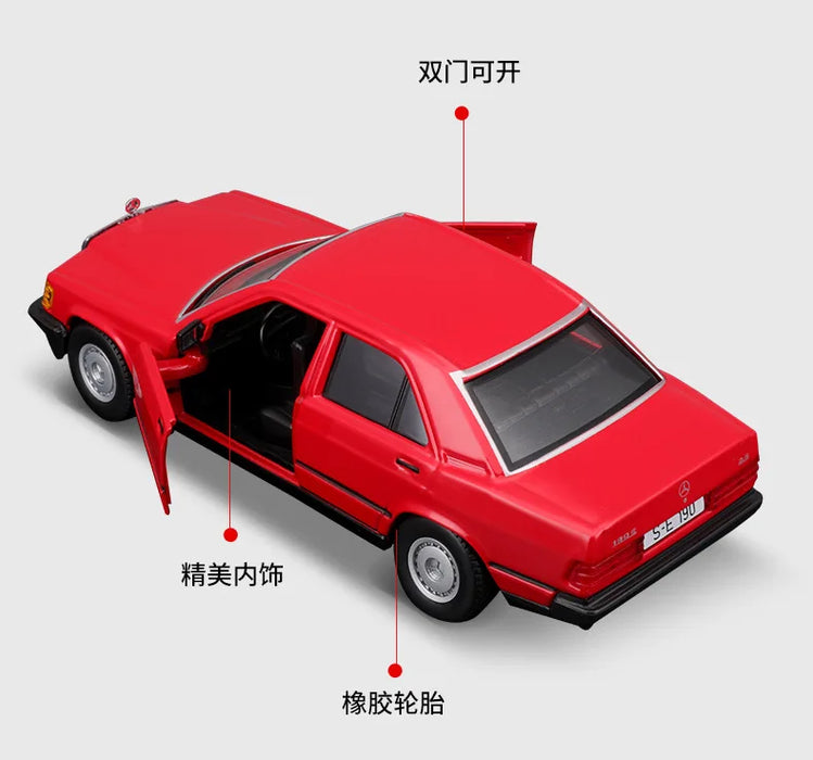 1:24 Bburago AMG 190 E 2.6Model Mercedes-Benz 190 E 2.6 Alloy Car Die Cast Sports Car Collection Luxury Vehicle Birthday Gift
