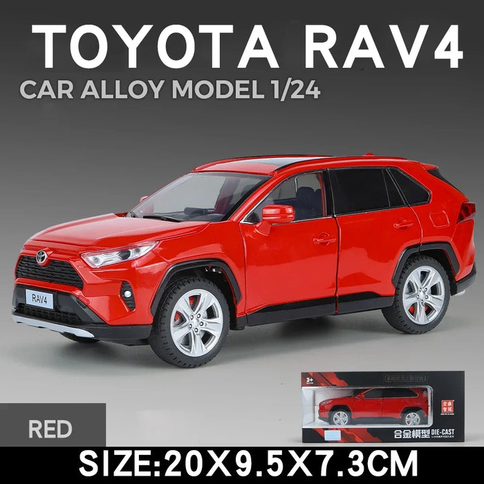 1/24 Scale Toyota RAV4 Off-Road SUV Model Car Metal Diecast Vehicle Simulation Collection Sound & Light Toy For Kids Boys Gift