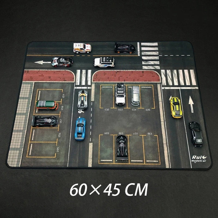 1:64 Scale Car Streets in World Cities Road Scene Accessory Parking Lot Mat For Diecast Vehicle Display Mouse Pad Toys Gifts Fan
