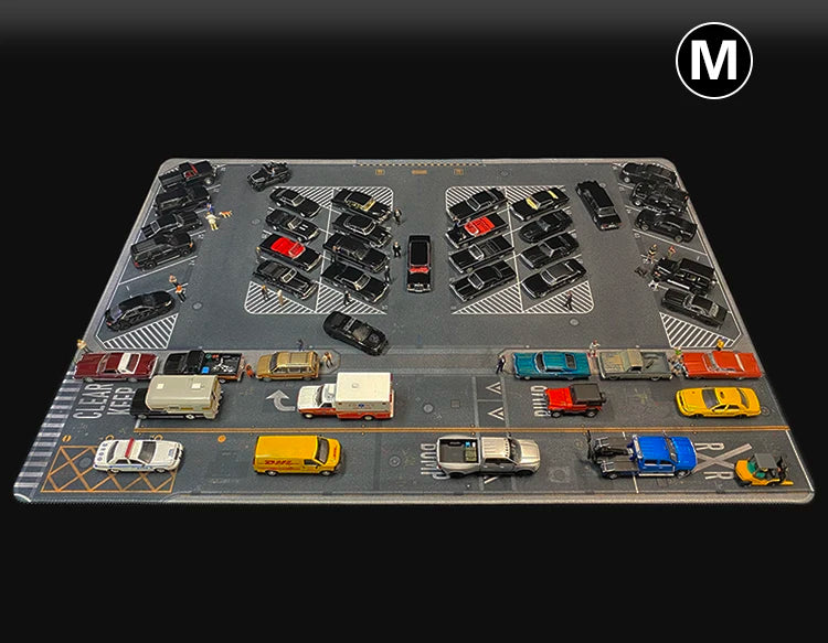 1:64 Scale Car Streets in World Cities Road Scene Accessory Parking Lot Mat For Diecast Vehicle Display Mouse Pad Toys Gifts Fan