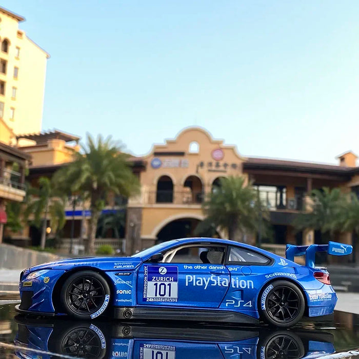 1:24 BMW M6 GT3 Le Mans Alloy Racing Car Model Diecasts Metal Toy Sports Car Model Simulation Sound Light Collection Gift F122
