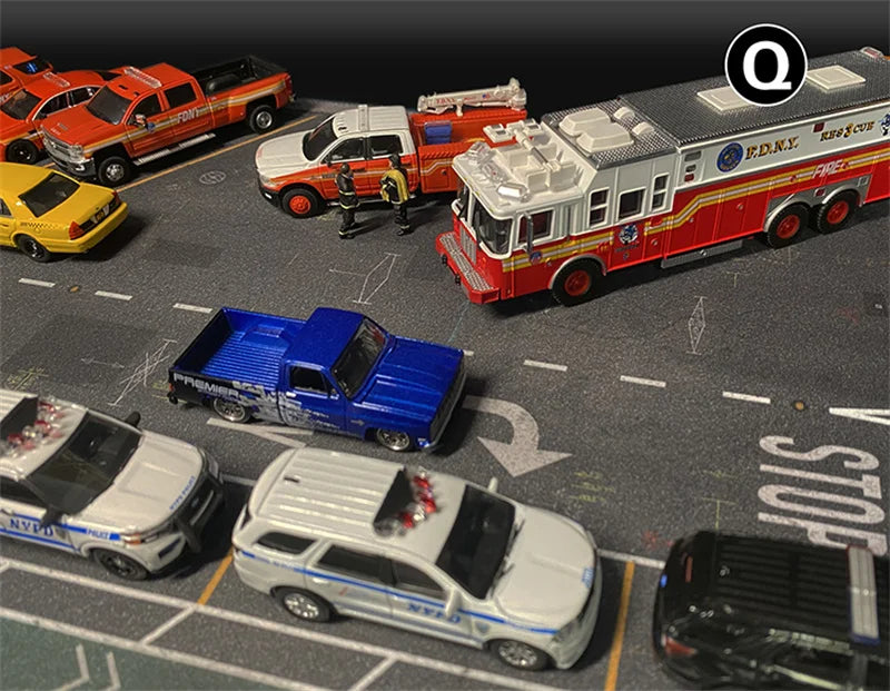 1:64 Scale Car Streets in World Cities Road Scene Accessory Parking Lot Mat For Diecast Vehicle Display Mouse Pad Toys Gifts Fan
