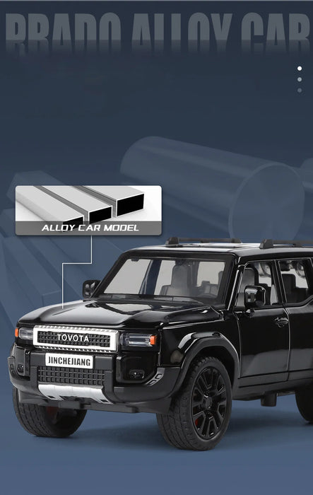 1/32 Toyota 2024 PRADO Land Cruiser Alloy Car Model Diecast Metal Off-road Vehicles Car Model Sound and Light Childrens Toy Gift