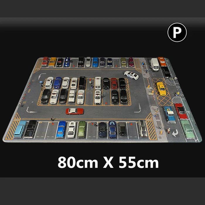 1:64 Scale Car Streets in World Cities Road Scene Accessory Parking Lot Mat For Diecast Vehicle Display Mouse Pad Toys Gifts Fan