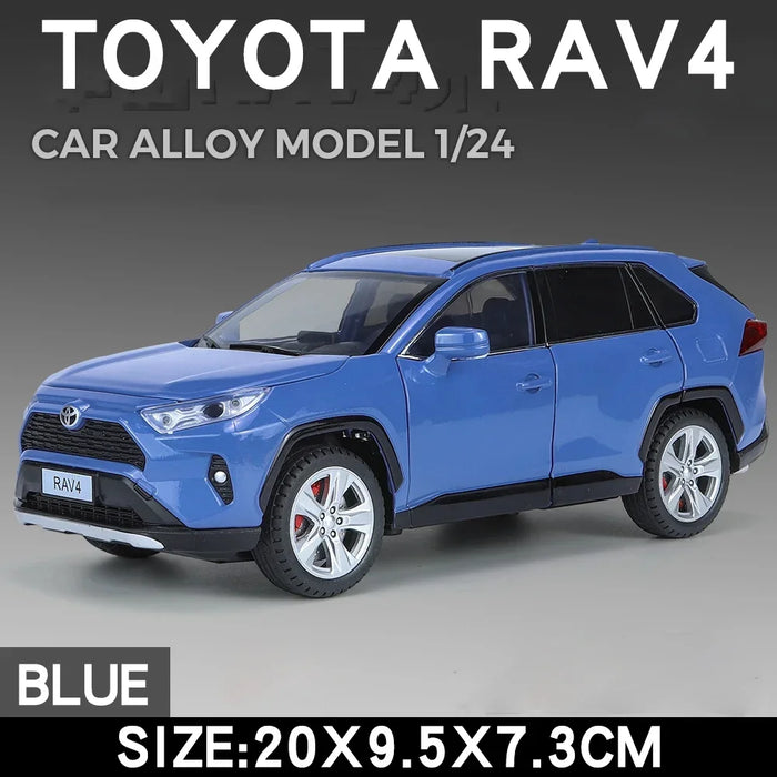 1/24 Scale Toyota RAV4 Off-Road SUV Model Car Metal Diecast Vehicle Simulation Collection Sound & Light Toy For Kids Boys Gift