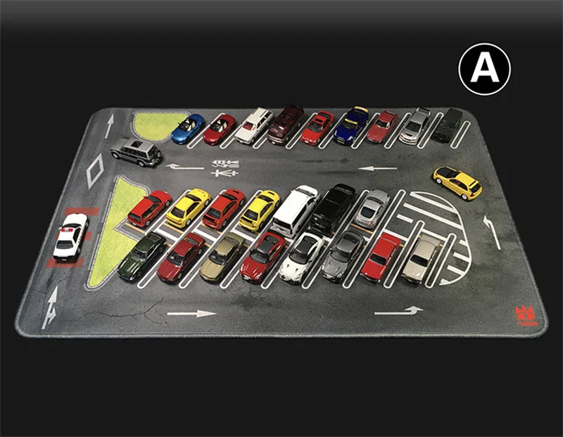 1:64 Scale Car Streets in World Cities Road Scene Accessory Parking Lot Mat For Diecast Vehicle Display Mouse Pad Toys Gifts Fan