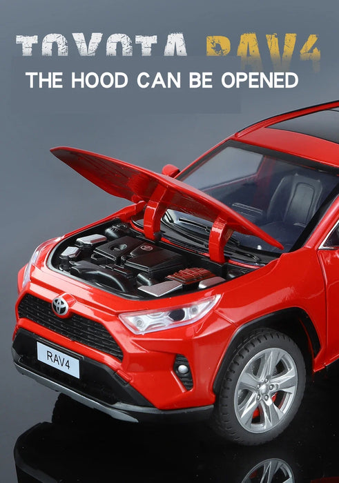 1/24 Scale Toyota RAV4 Off-Road SUV Model Car Metal Diecast Vehicle Simulation Collection Sound & Light Toy For Kids Boys Gift