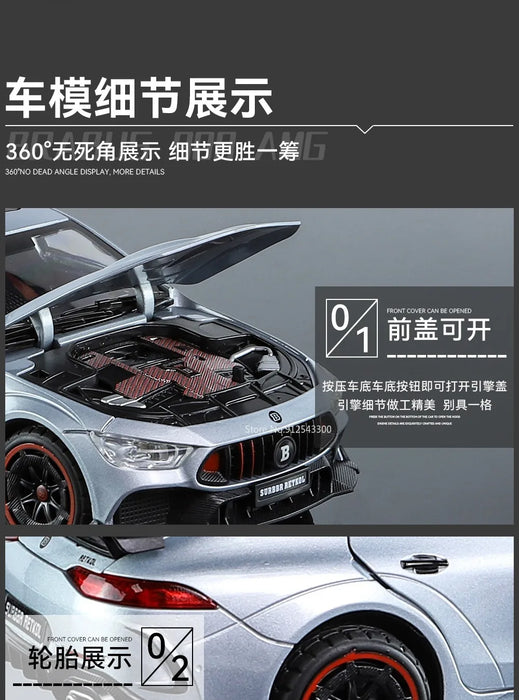 1/24 Scale Babos 900 AMG GT63 Toy Sport Car Model Alloy Diecast Kids Toy Sound Light Pull Back Model Car for Boys Birthday Gifts
