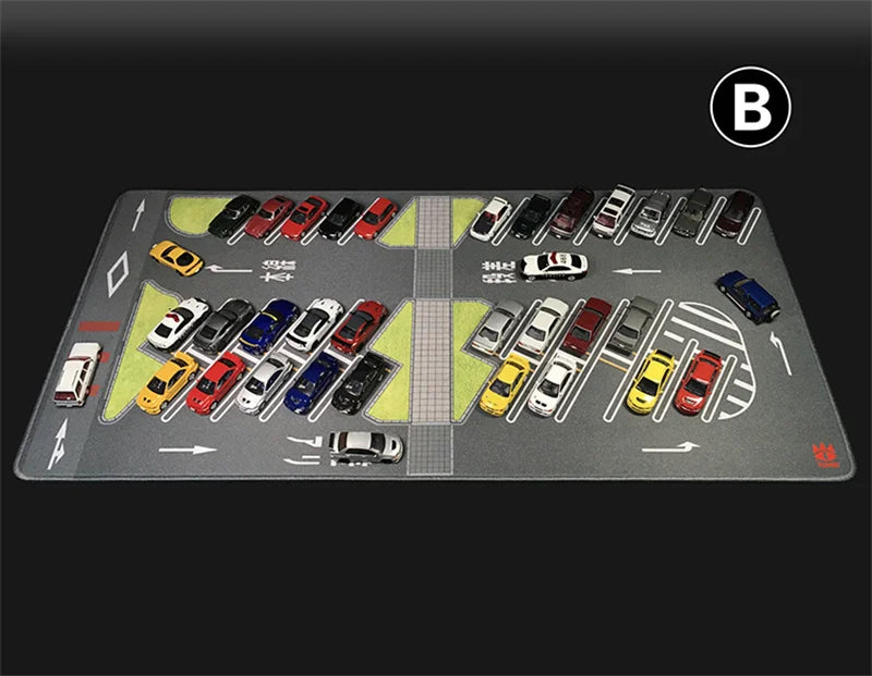 1:64 Scale Car Streets in World Cities Road Scene Accessory Parking Lot Mat For Diecast Vehicle Display Mouse Pad Toys Gifts Fan