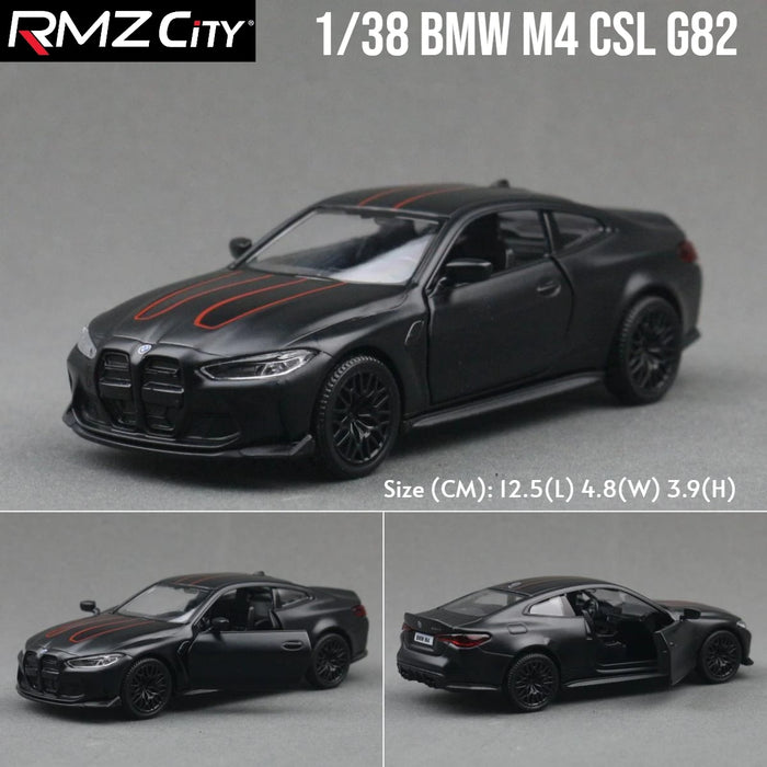 1/36 BMW M4 CSL G82 Sedan Toy Car Miniature Model RMZ CiTY Free Wheels Pull Back Diecast Alloy Collection Gift For Children Boy