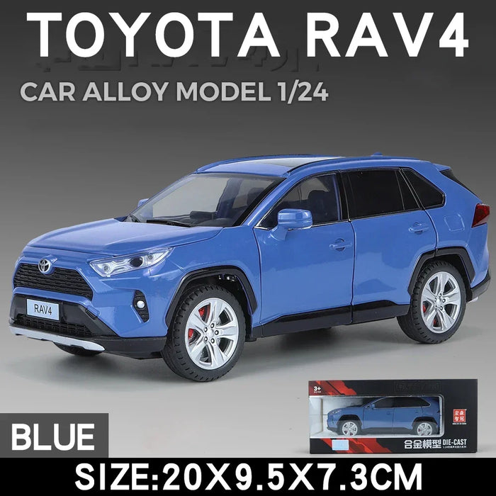 1/24 Scale Toyota RAV4 Off-Road SUV Model Car Metal Diecast Vehicle Simulation Collection Sound & Light Toy For Kids Boys Gift