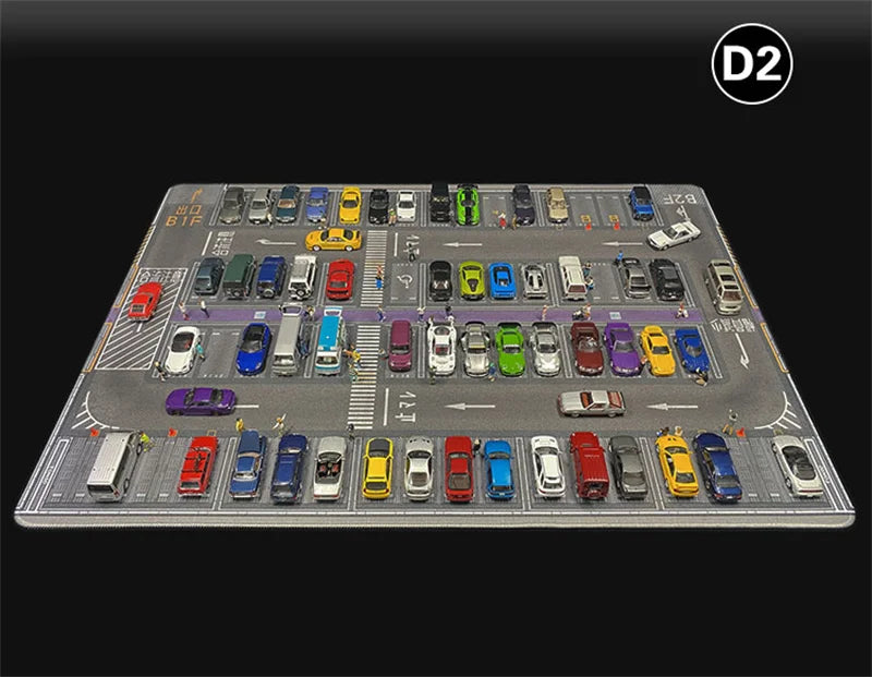 1:64 Scale Car Streets in World Cities Road Scene Accessory Parking Lot Mat For Diecast Vehicle Display Mouse Pad Toys Gifts Fan
