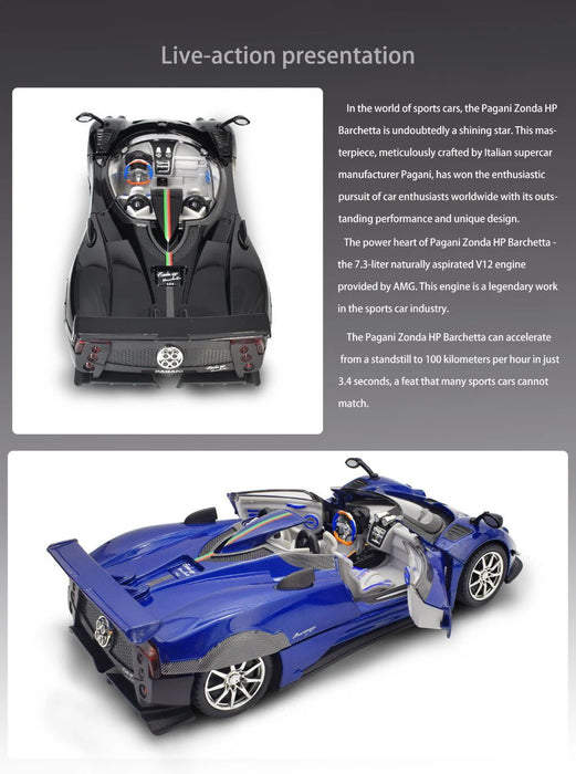 1:24 Pagani Zonda HP Barchetta Alloy Concept Sports Car Model Diecasts Metal Racing Vehicles Car Model Sound Light Kids Toy Gift