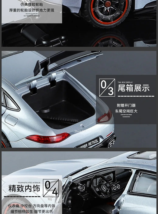 1/24 Scale Babos 900 AMG GT63 Toy Sport Car Model Alloy Diecast Kids Toy Sound Light Pull Back Model Car for Boys Birthday Gifts