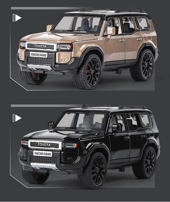 1/32 Toyota 2024 PRADO Land Cruiser Alloy Car Model Diecast Metal Off-road Vehicles Car Model Sound and Light Childrens Toy Gift