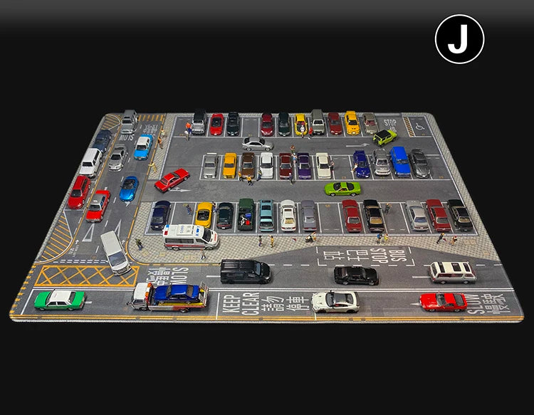 1:64 Scale Car Streets in World Cities Road Scene Accessory Parking Lot Mat For Diecast Vehicle Display Mouse Pad Toys Gifts Fan
