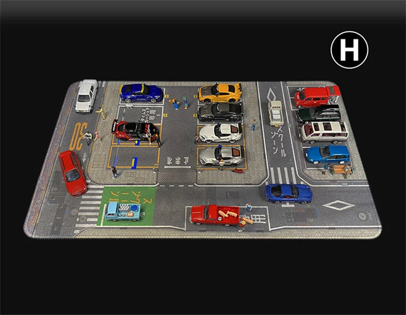 1:64 Scale Car Streets in World Cities Road Scene Accessory Parking Lot Mat For Diecast Vehicle Display Mouse Pad Toys Gifts Fan