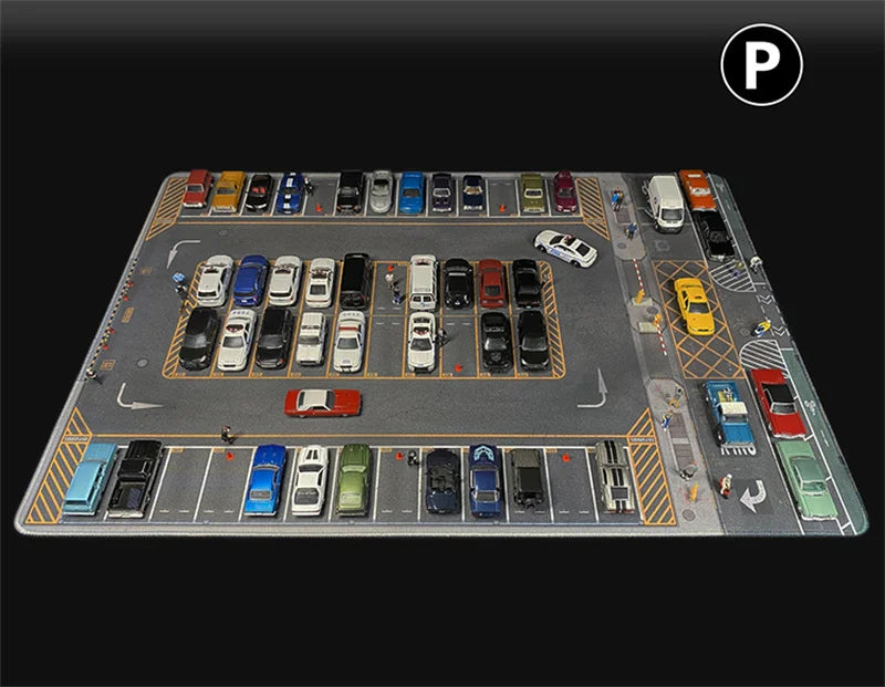 1:64 Scale Car Streets in World Cities Road Scene Accessory Parking Lot Mat For Diecast Vehicle Display Mouse Pad Toys Gifts Fan