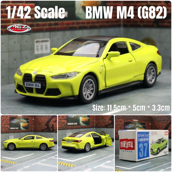 1/36 BMW M4 CSL G82 Sedan Toy Car Miniature Model RMZ CiTY Free Wheels Pull Back Diecast Alloy Collection Gift For Children Boy